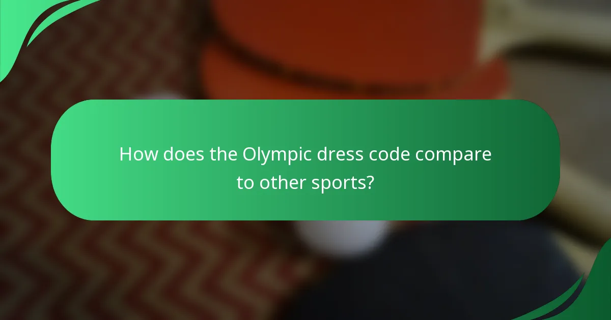 How does the Olympic dress code compare to other sports?