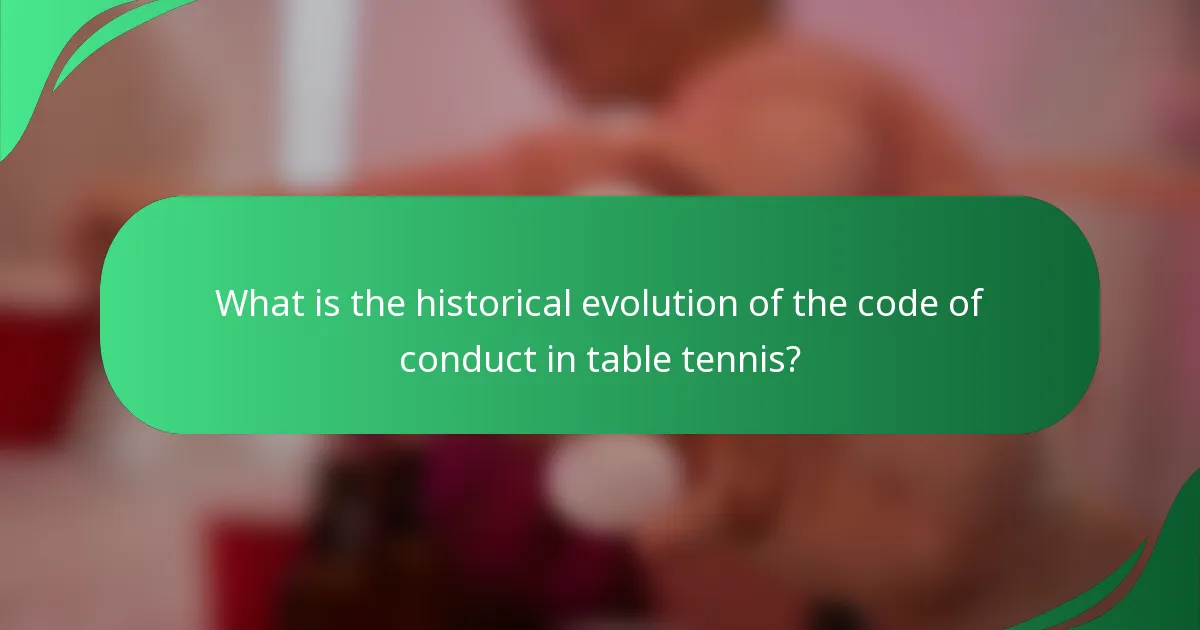 What is the historical evolution of the code of conduct in table tennis?